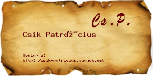Csik Patrícius névjegykártya